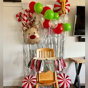Highchair Banner First Birthday Christmas Themed